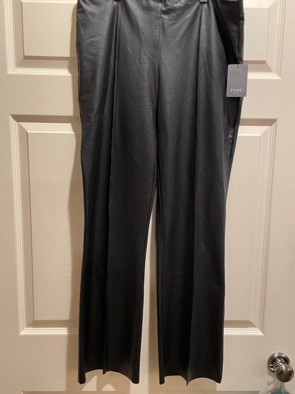 Lysse Black Faux Leather Flare Pants